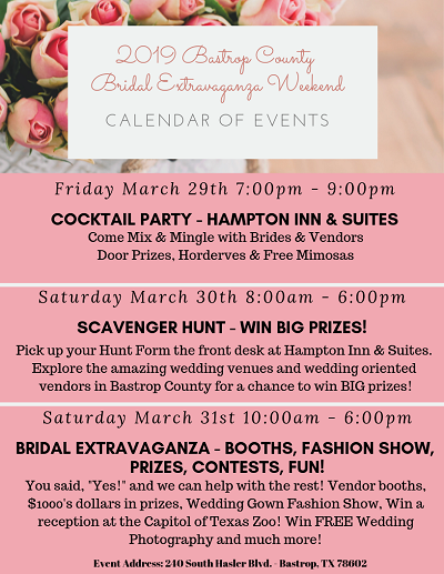 2019 Bastrop County Bridal Extravaganza schedule