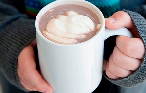 Hands holding hot chocolate