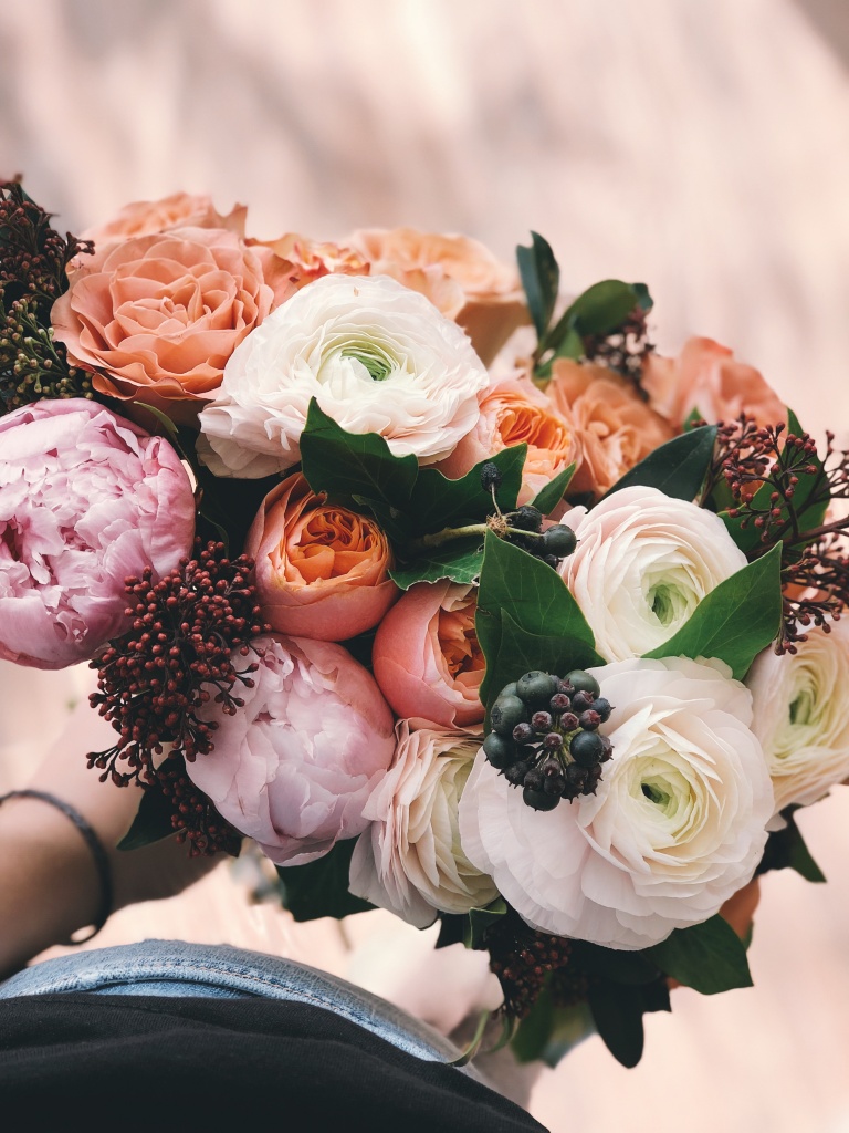 Bouquet of multi-colored roses